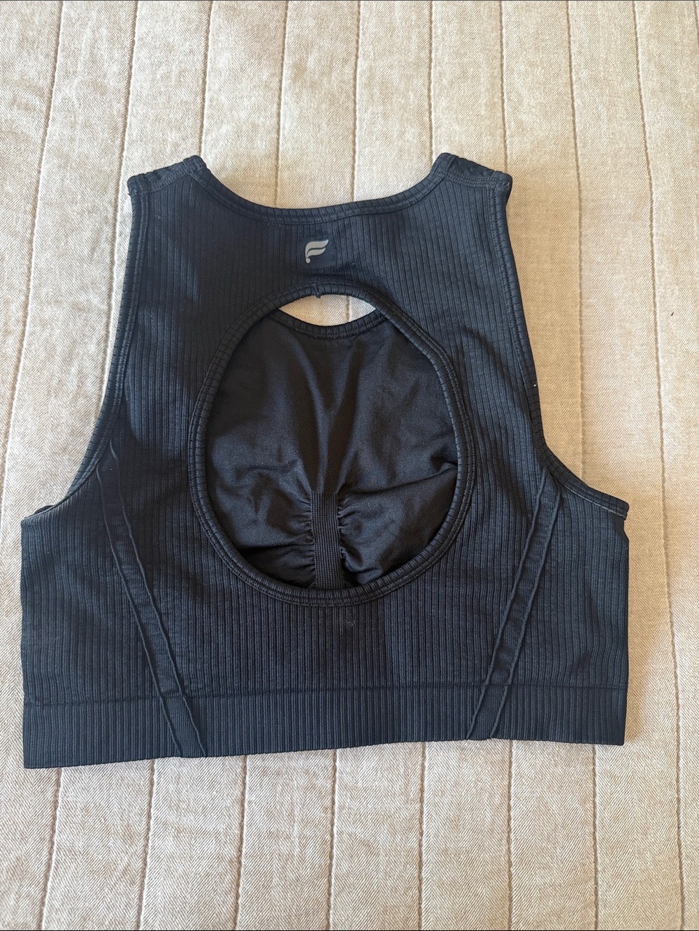 Fabletics Black Ribbed Performance Crop Tank - Picture 2 of 2